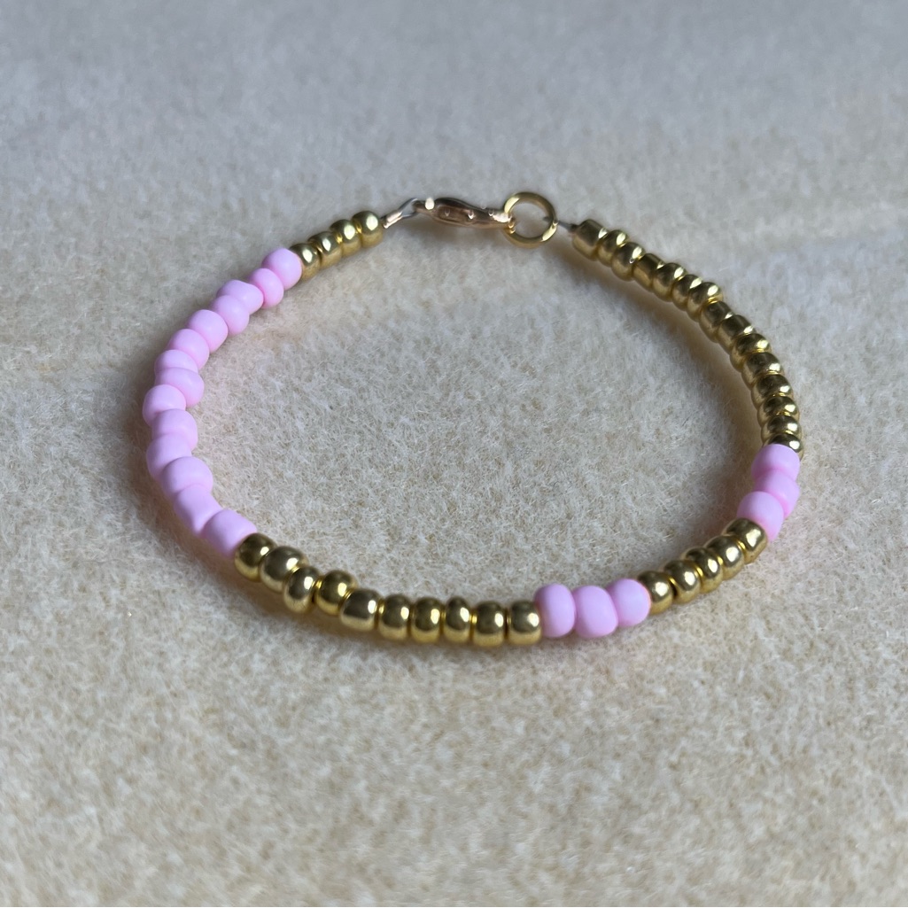 *2 For $20* Pink And Gold Beaded Bracelet